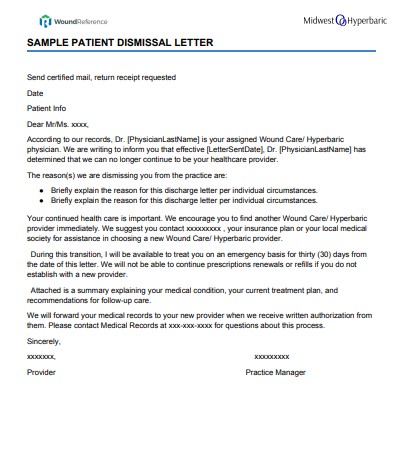 sample patient dismissal letter sample patient dismissal letter